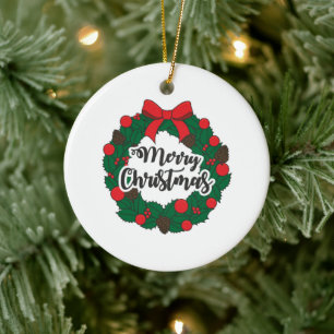 Garland Merry Christmas Ceramic Ornament
