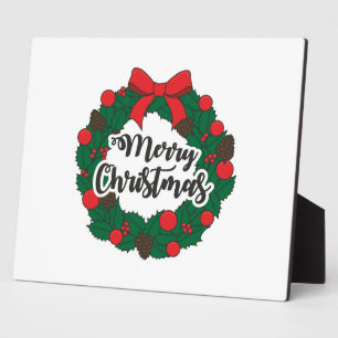 Garland Merry Christmas Plaque