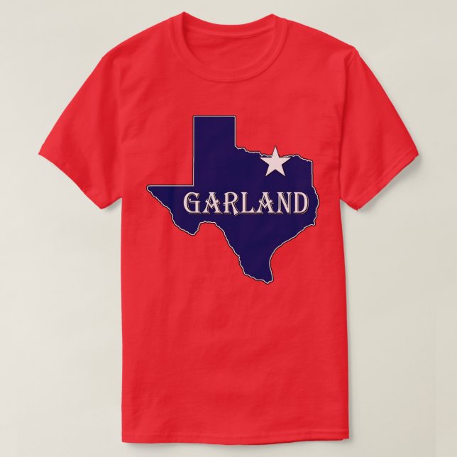 Garland Texas Lone State Map TX City Navy Blue T-Shirt (Design Front)