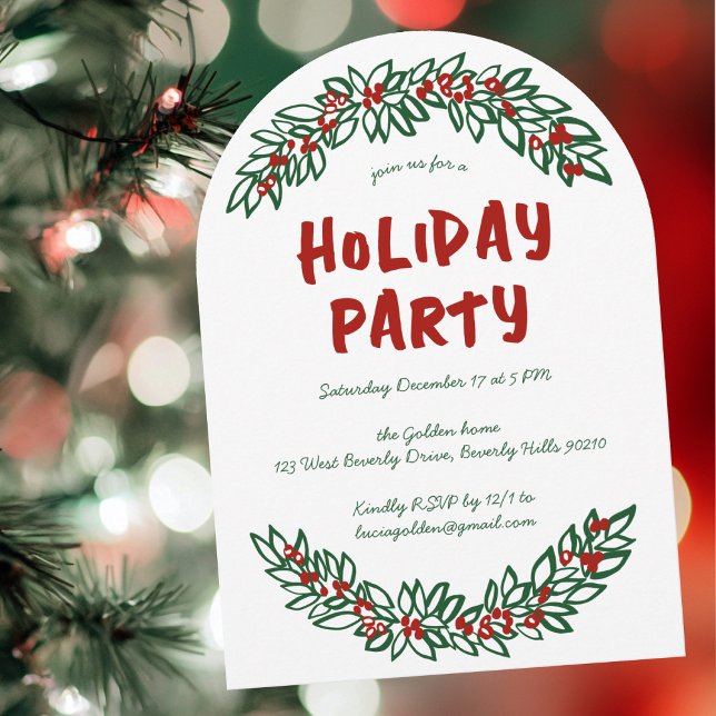 Garland Wreath Holiday Christmas Party CUSTOM ARCH Invitation (Garland Wreath Holiday Christmas Party CUSTOM ARCH Invitation
)