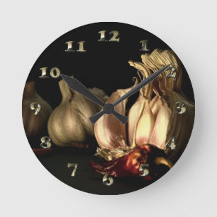 Garlic and Chilli Pepper Spices Round Clock