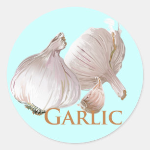 Garlic and Garlic Clove Classic Round Sticker