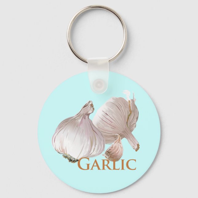 Garlic and Garlic Clove Key Ring (Front)