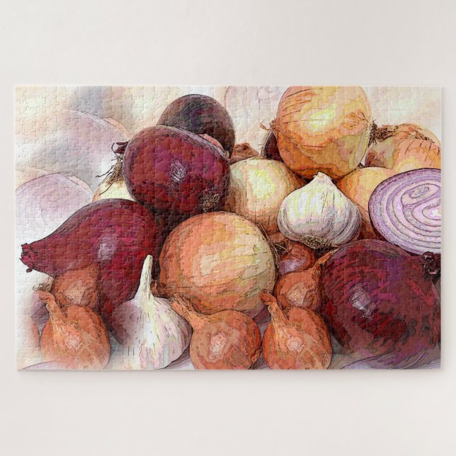 Garlic and Onions Classic Kitchen Art Jigsaw Puzzle (Horizontal)