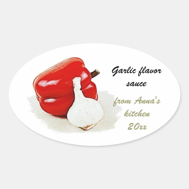 garlic and red bell pepper canning labels (Front)