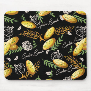 Garlic Bread Illustration Pattern V2 Mouse Pad