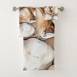 Garlic Bulbs Artistic Black Outline Art Bath Towel Set