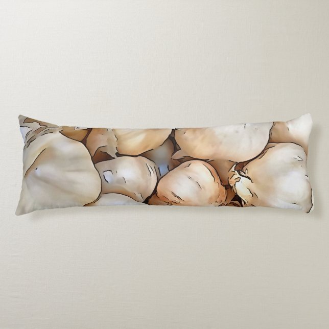 Garlic Bulbs Artistic Black Outline Art Body Cushion (Front)