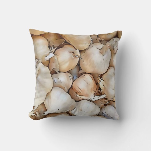 Garlic Bulbs Artistic Black Outline Art Cushion (Front)