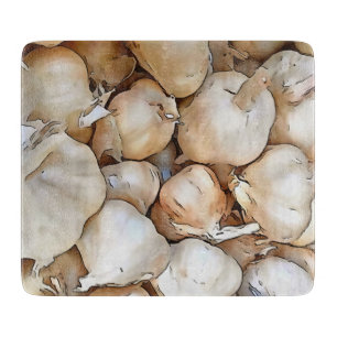 Garlic Bulbs Artistic Black Outline Art Cutting Board