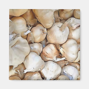 Garlic Bulbs Artistic Black Outline Art Magnet