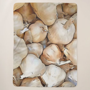 Garlic Bulbs Artistic Black Outline Art Sherpa Blanket