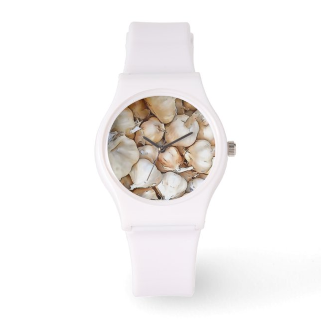 Garlic Bulbs Artistic Black Outline Art Watch (Front)