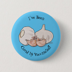 Garlic cartoon illustration 6 cm round badge