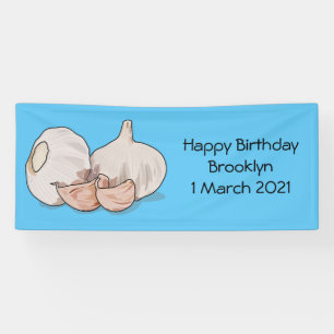 Garlic cartoon illustration banner