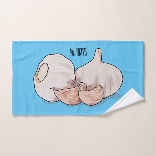Garlic cartoon illustration   bath towel set (Hand Towel)