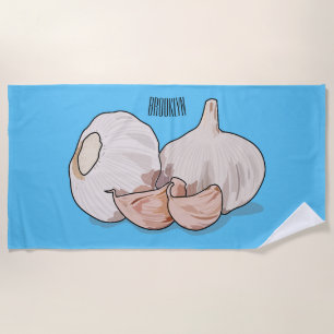 Garlic cartoon illustration beach towel