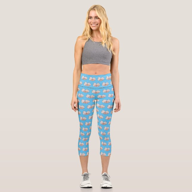 Garlic cartoon illustration   capri leggings (Front)