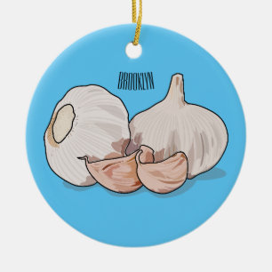 Garlic cartoon illustration   ceramic ornament