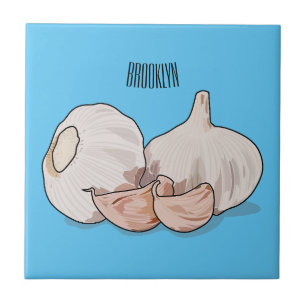 Garlic cartoon illustration   ceramic tile
