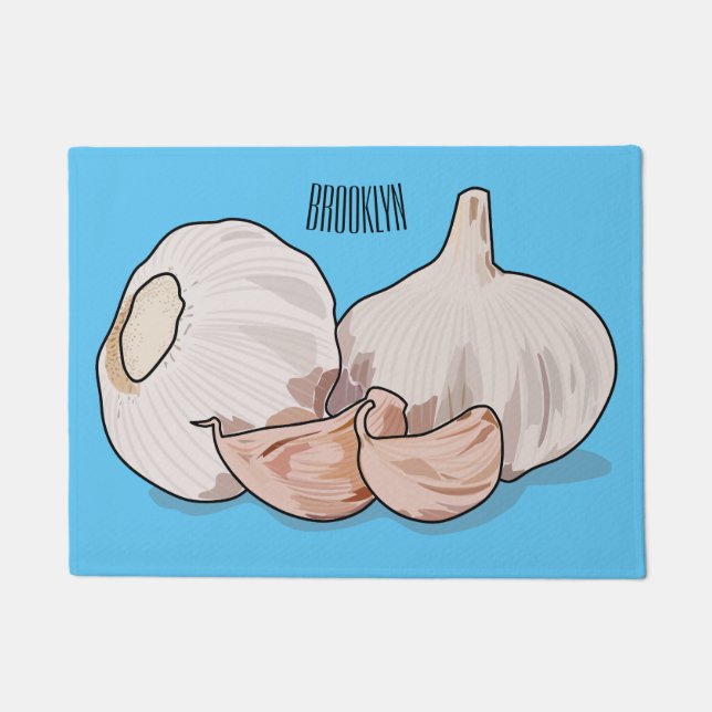 Garlic cartoon illustration   doormat (Front)