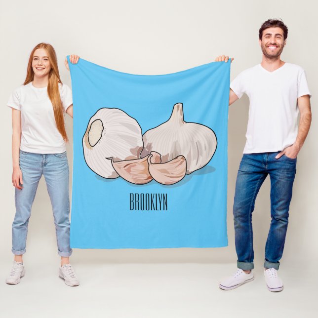 Garlic cartoon illustration   fleece blanket (In Situ)