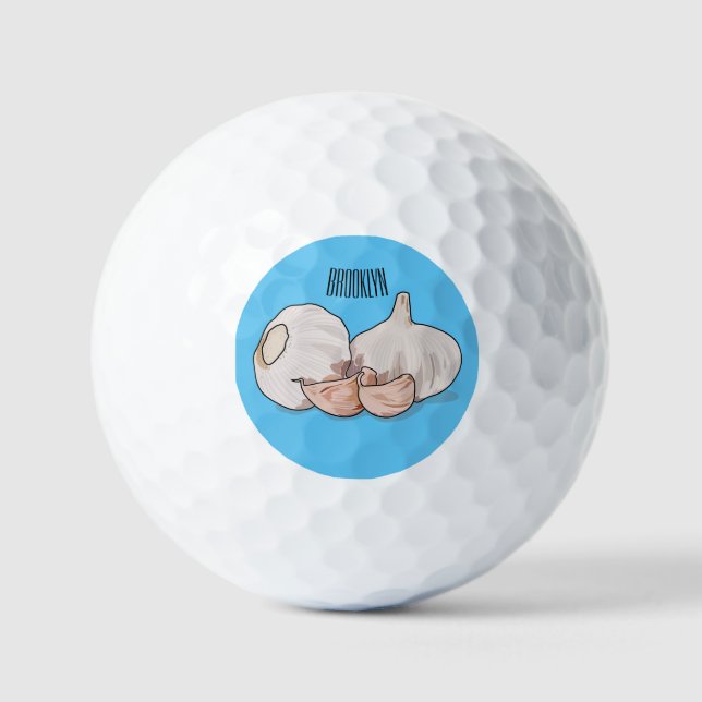 Garlic cartoon illustration   golf balls (Front)