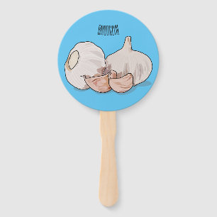 Garlic cartoon illustration hand fan