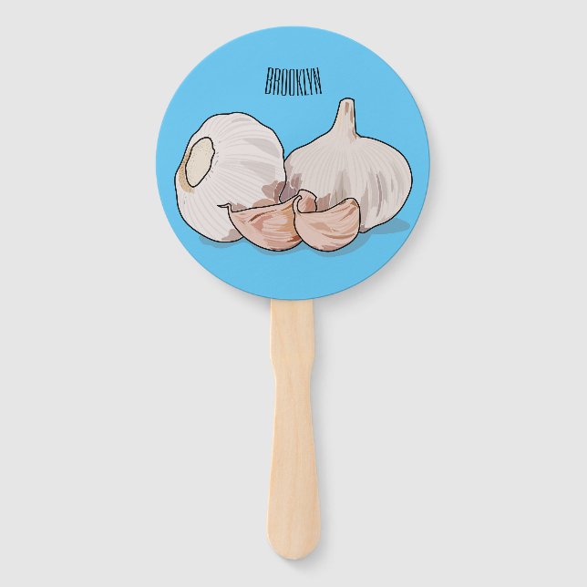 Garlic cartoon illustration   hand fan (Front)