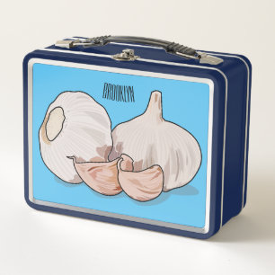 Garlic cartoon illustration metal lunch box