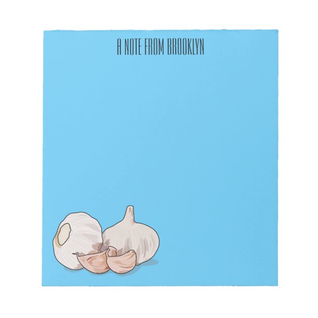 Garlic cartoon illustration   notepad (Front)