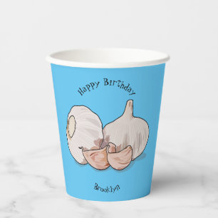Garlic cartoon illustration paper cups