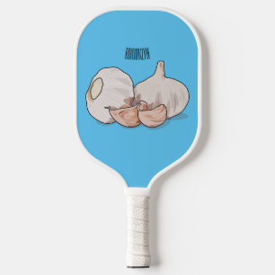 Garlic cartoon illustration pickleball paddle