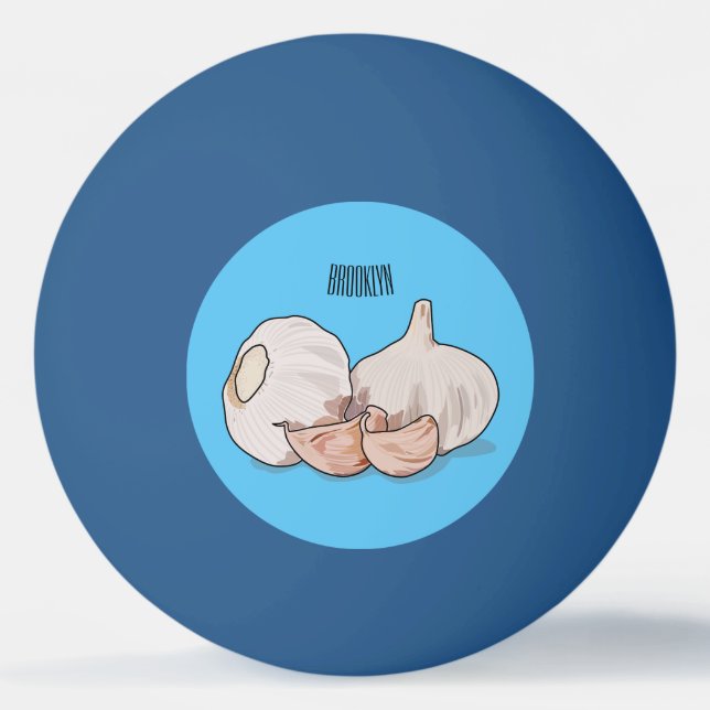 Garlic cartoon illustration   ping pong ball (Front)