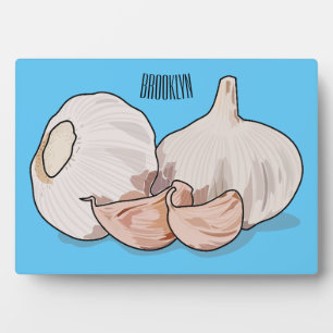 Garlic cartoon illustration plaque