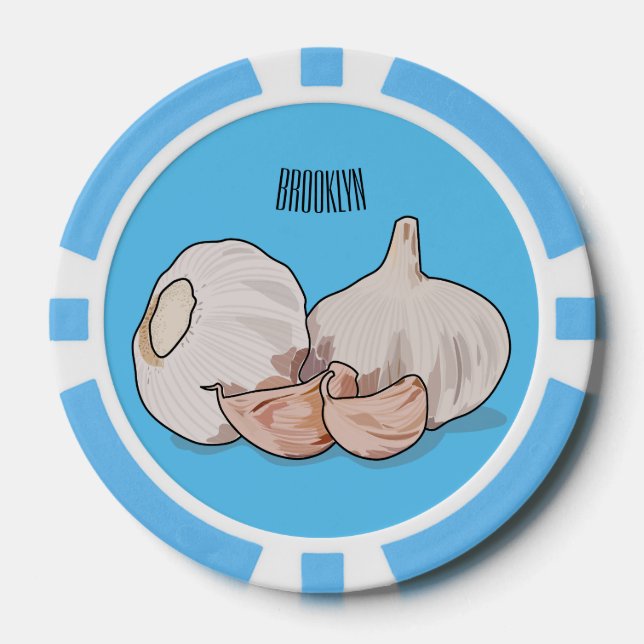 Garlic cartoon illustration   poker chips (Front)