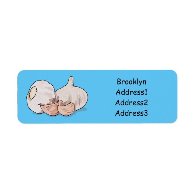 Garlic cartoon illustration return address label (Front)