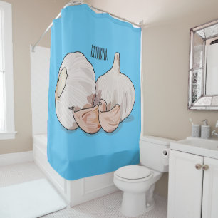 Garlic cartoon illustration shower curtain