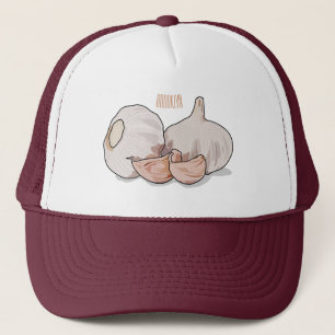Garlic cartoon illustration trucker hat