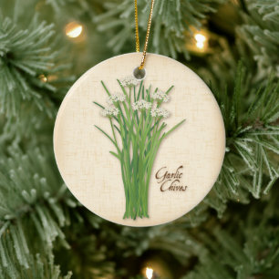 Garlic Chives Herb Ceramic Ornament