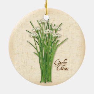 Garlic Chives Herb Ceramic Ornament