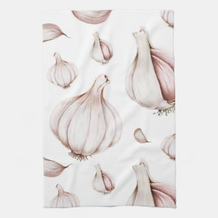 Garlic Clove Pattern   Simple White Tea Towel