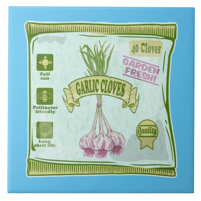 Garlic Cloves Vegetable garden Ceramic Tile (Front)