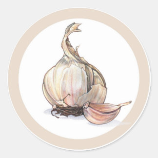 Garlic flavour circle sticker labels
