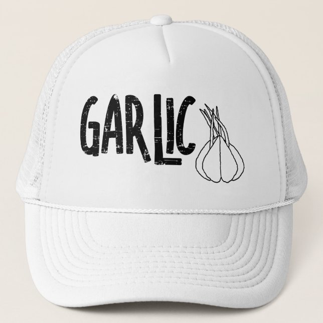 Garlic Garlic Text Trucker Hat (Front)