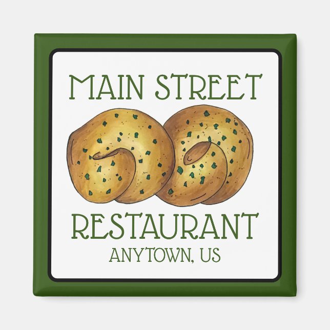 Garlic Knots Bread Roll Italian Food Restaurant Magnet (Front)