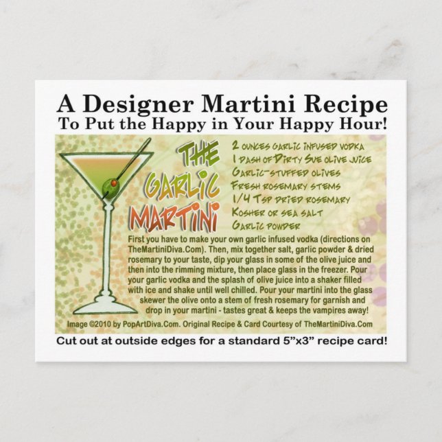 Garlic Martini Recipe Postcard (Front)