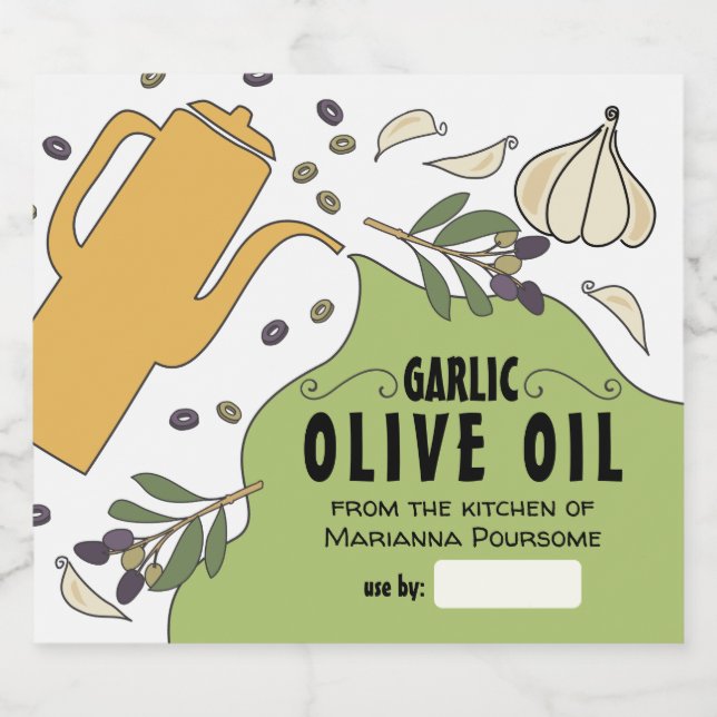 Garlic olive flavoued olive oil home canning label (Single Label)
