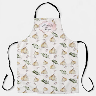 Garlic pattern, blush pink watercolor name apron