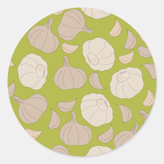 Garlic Pattern - Garlic Cloves & Bulb Classic Round Sticker (Front)